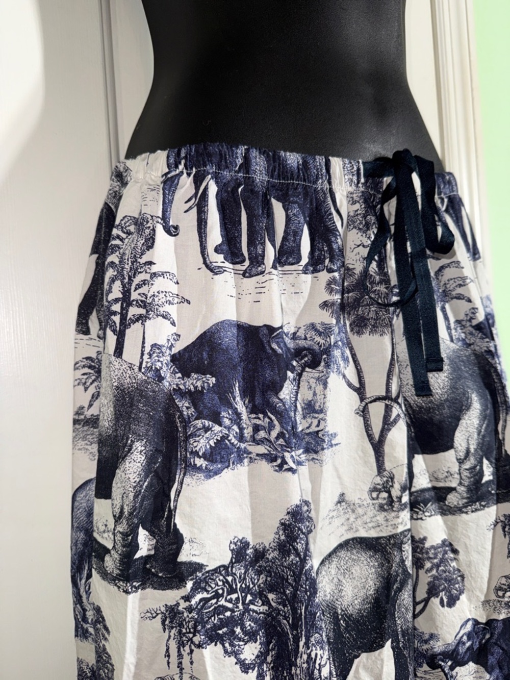 The Cats Pajama Safari Toile Luxe Cotton Pima Poplin Elephant Sleep Pants Size L - Picture 4 of 11